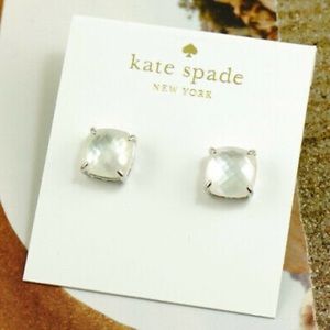 NWT KATE SPADE Square Stud Earrings Cream/Silver